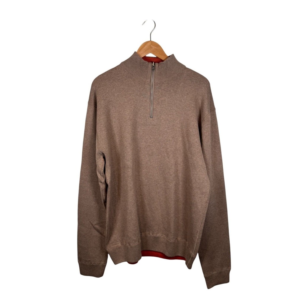 Sundance Catalog ¼ Zip Sweater Beige Orange Tan‎ Pullover Size XXL Tan Cabincore